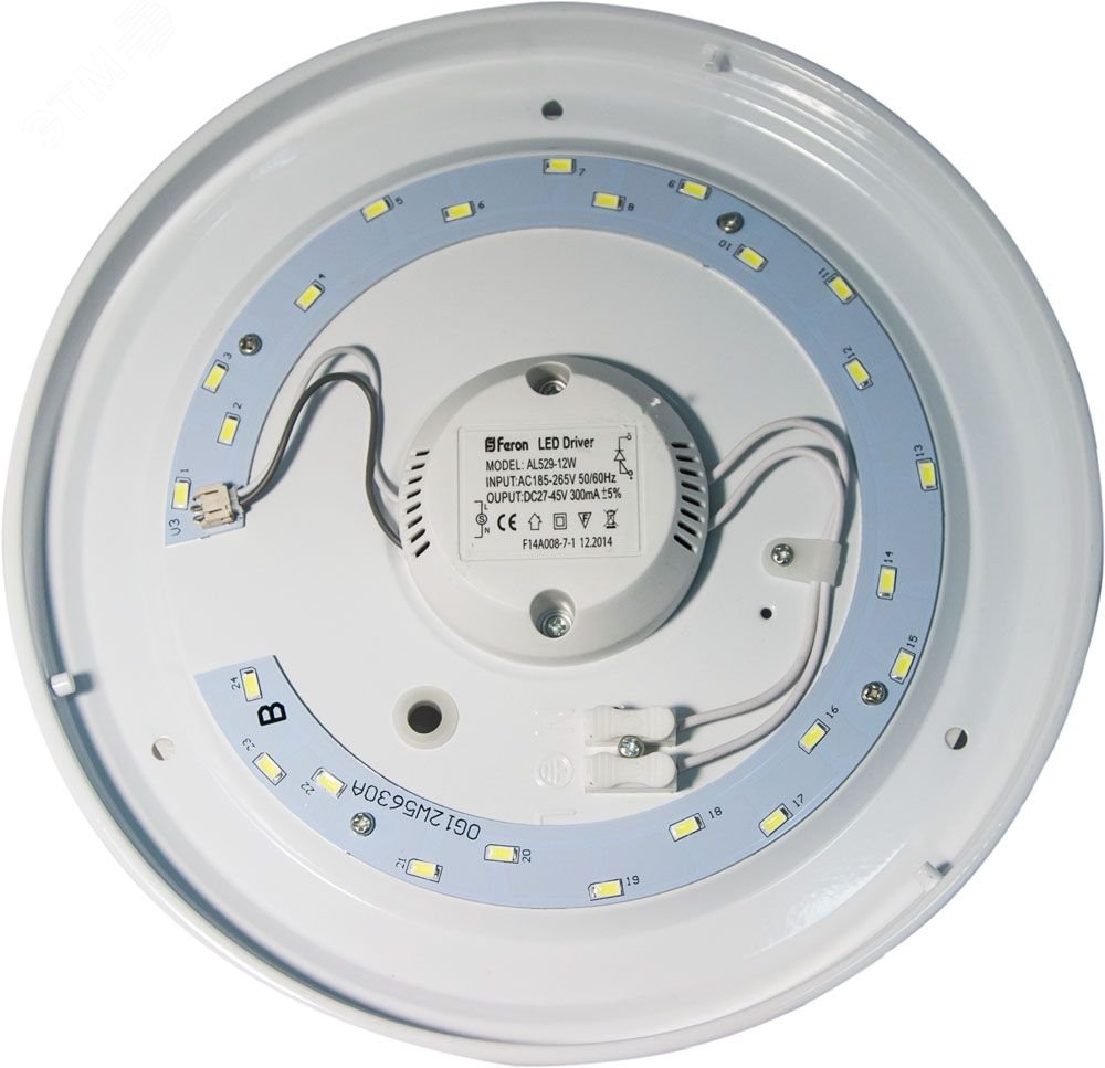 Светильник светодиодный ДБП-12w 6500К 960Лм круглый пластиковый IP20 белый AL529 FERON - превью 2
