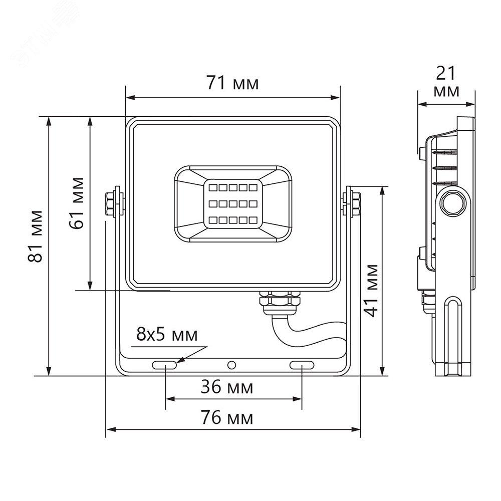 Прожектор светодиодный ДО-10w 6400К 800Лм IP65 белый LL-918 FERON - превью 2