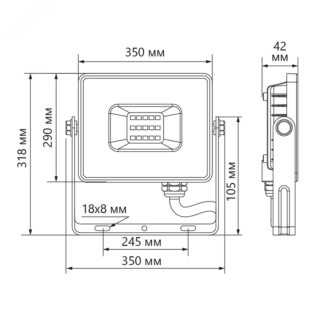 Прожектор светодиодный ДО-200w 6400К 19000Лм IP65 черный LL-924 FERON - превью 6