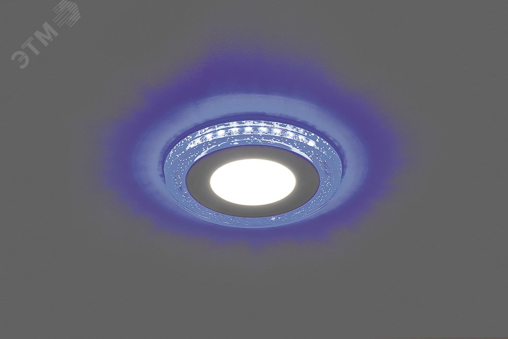 Светильник светодиодный ДВО-9w 4000K 720Лм со светодиодной синей подсветкой белый AL2330 FERON - превью 2