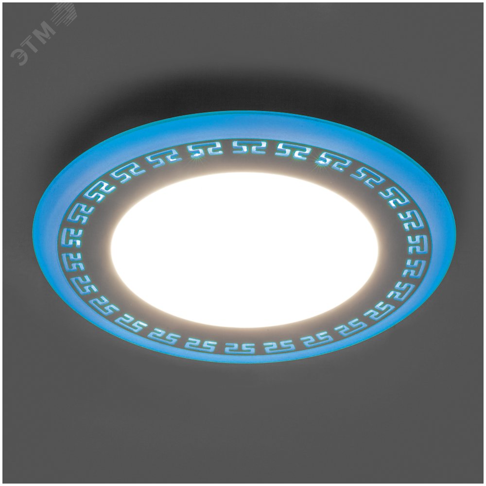 Светильник светодиодный ДВО-9w 4000K 720Лм со светодиодной синей подсветкой белый AL2440 FERON - превью