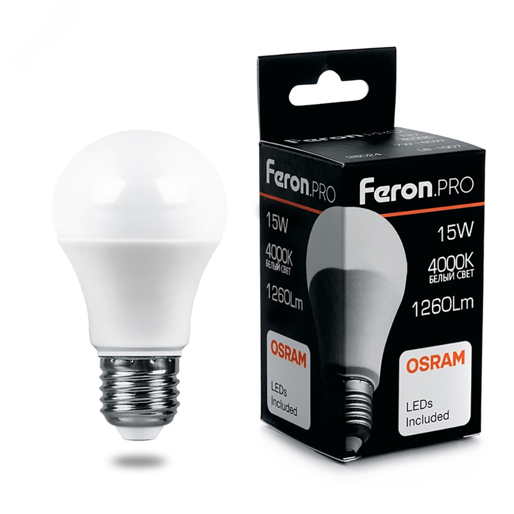 Изображение товара Лампа светодиодная LED 15 Вт Е27 белый PRO от FERON