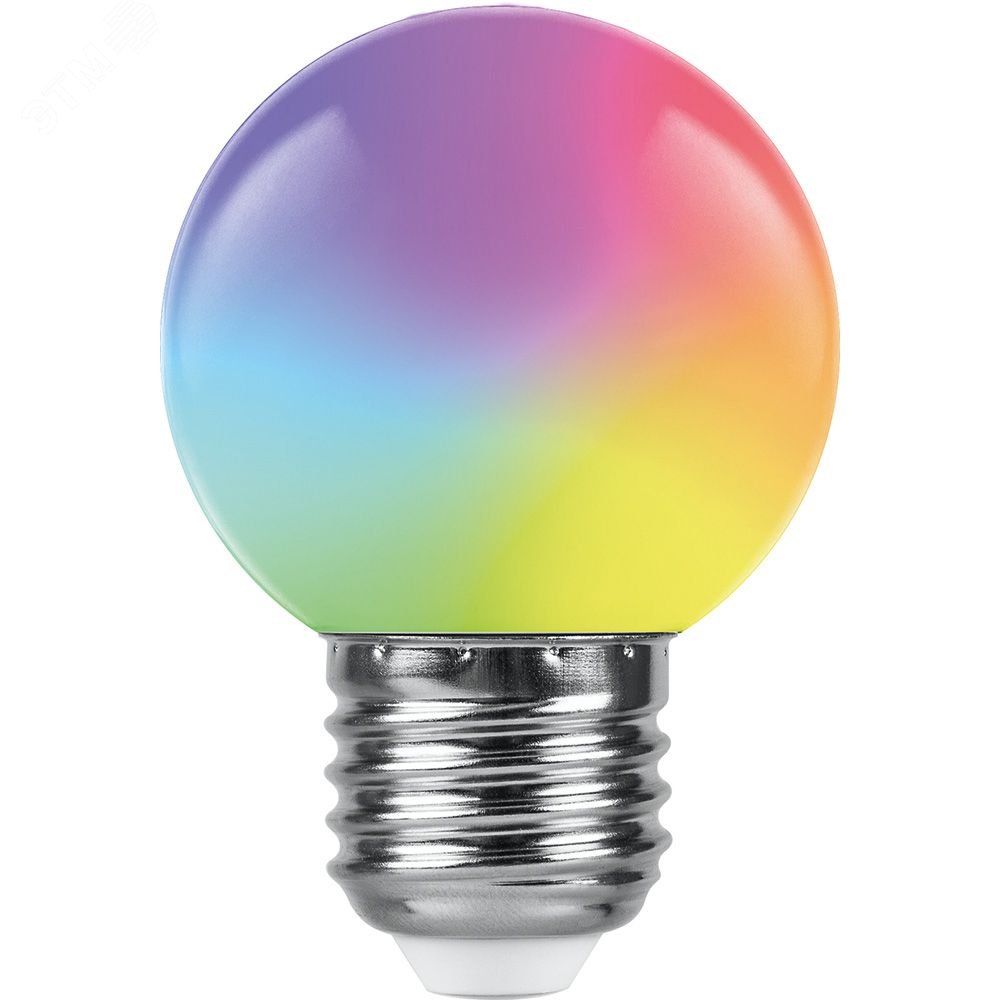 Лампа светодиодная LED 1вт Е27 RGB плавная смена цвета шар LB-37 FERON - превью 3