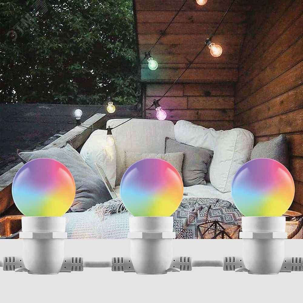 Лампа светодиодная LED 1вт Е27 RGB плавная смена цвета шар LB-37 FERON - превью 4