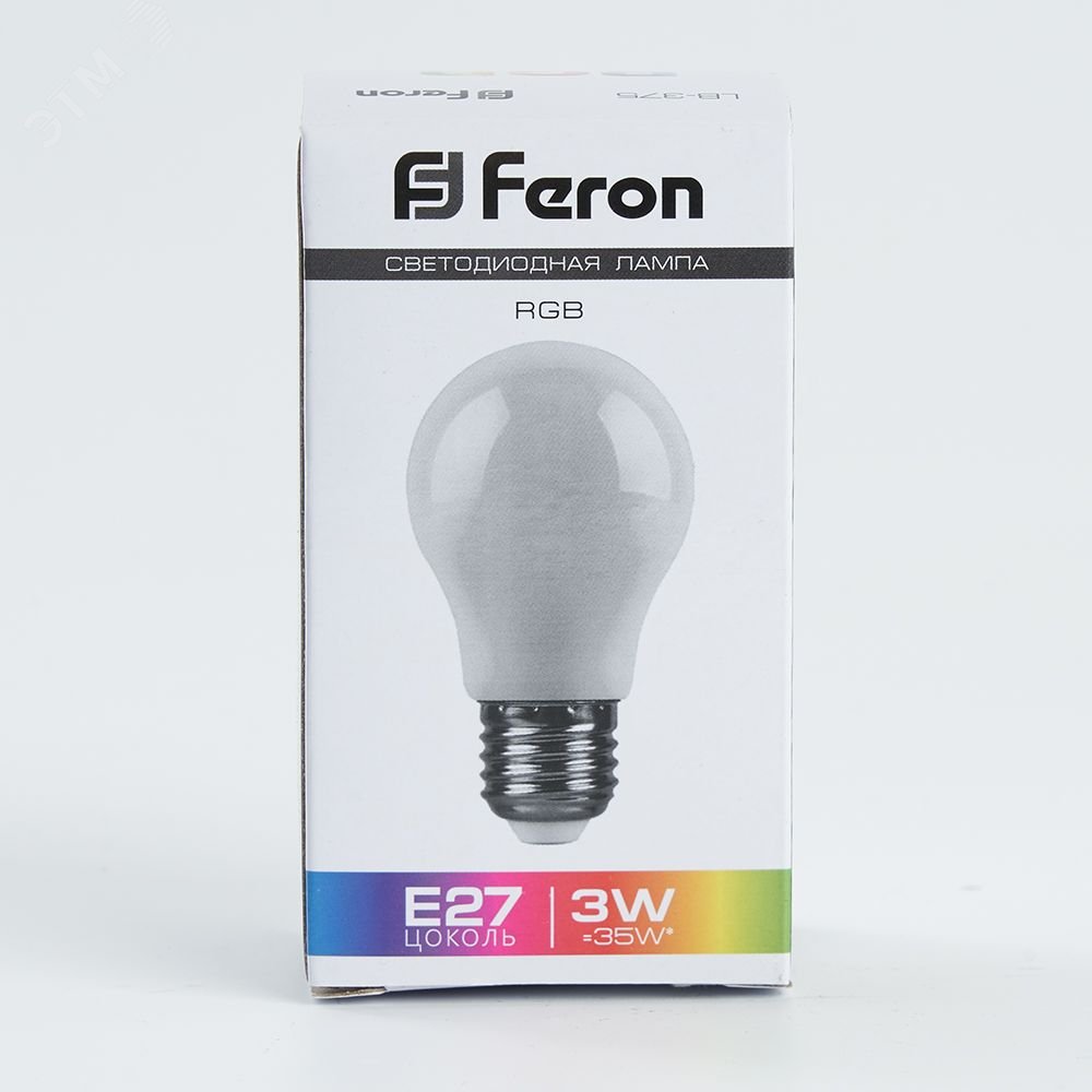 Лампа светодиодная LED 3вт Е27 RGB плавная смена цвета А50 LB-375 FERON - превью 4