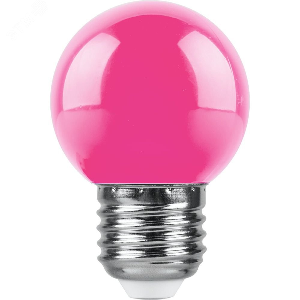 Лампа светодиодная LED 1вт Е27 розовый шар LB-37 FERON - превью 2