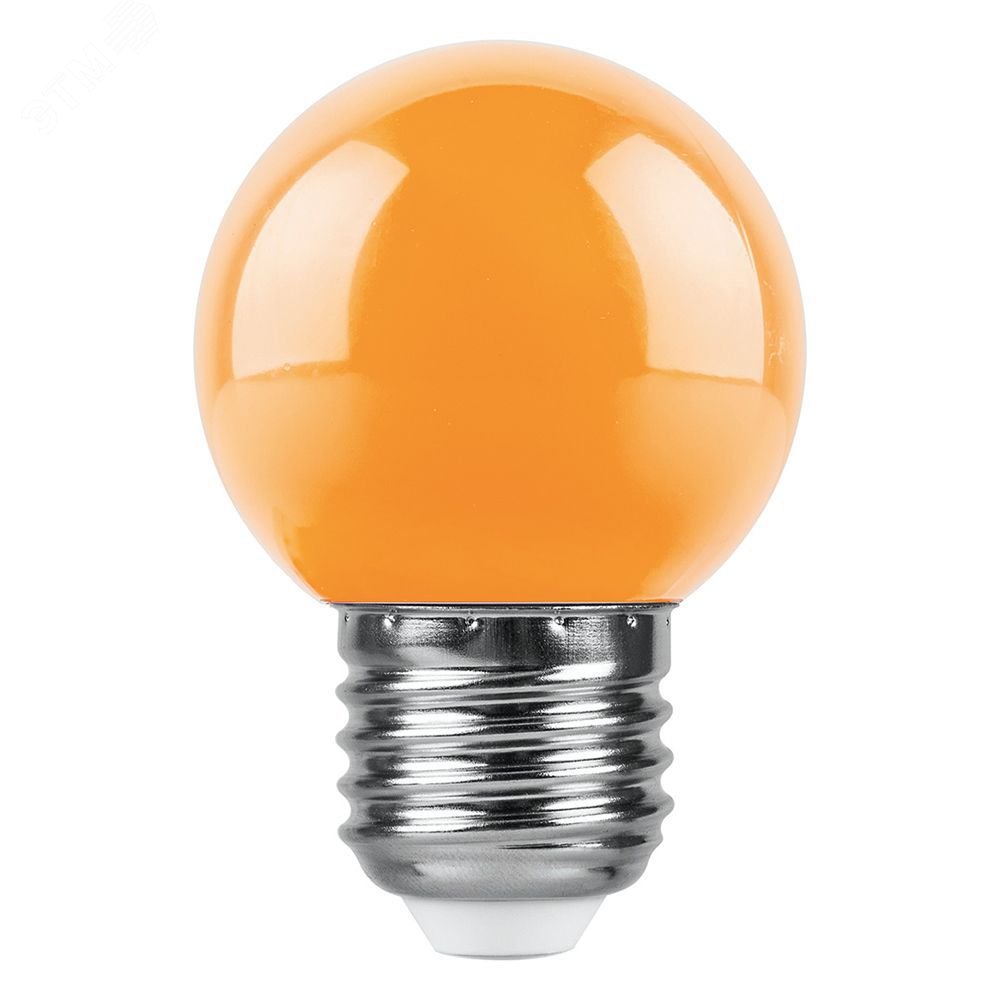 Лампа светодиодная LED 1вт Е27 оранжевый шар LB-37 FERON - превью 2