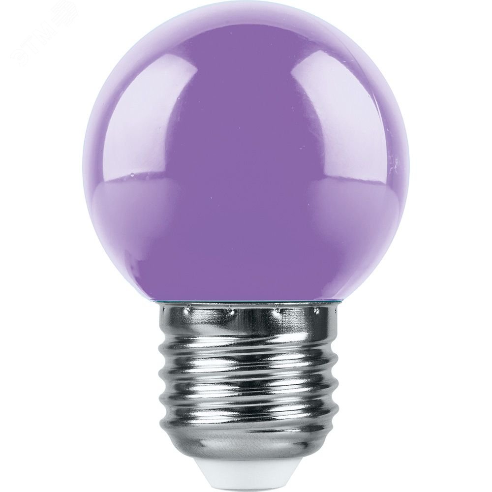 Лампа светодиодная LED 1вт Е27 фиолетовый шар LB-37 FERON - превью 2