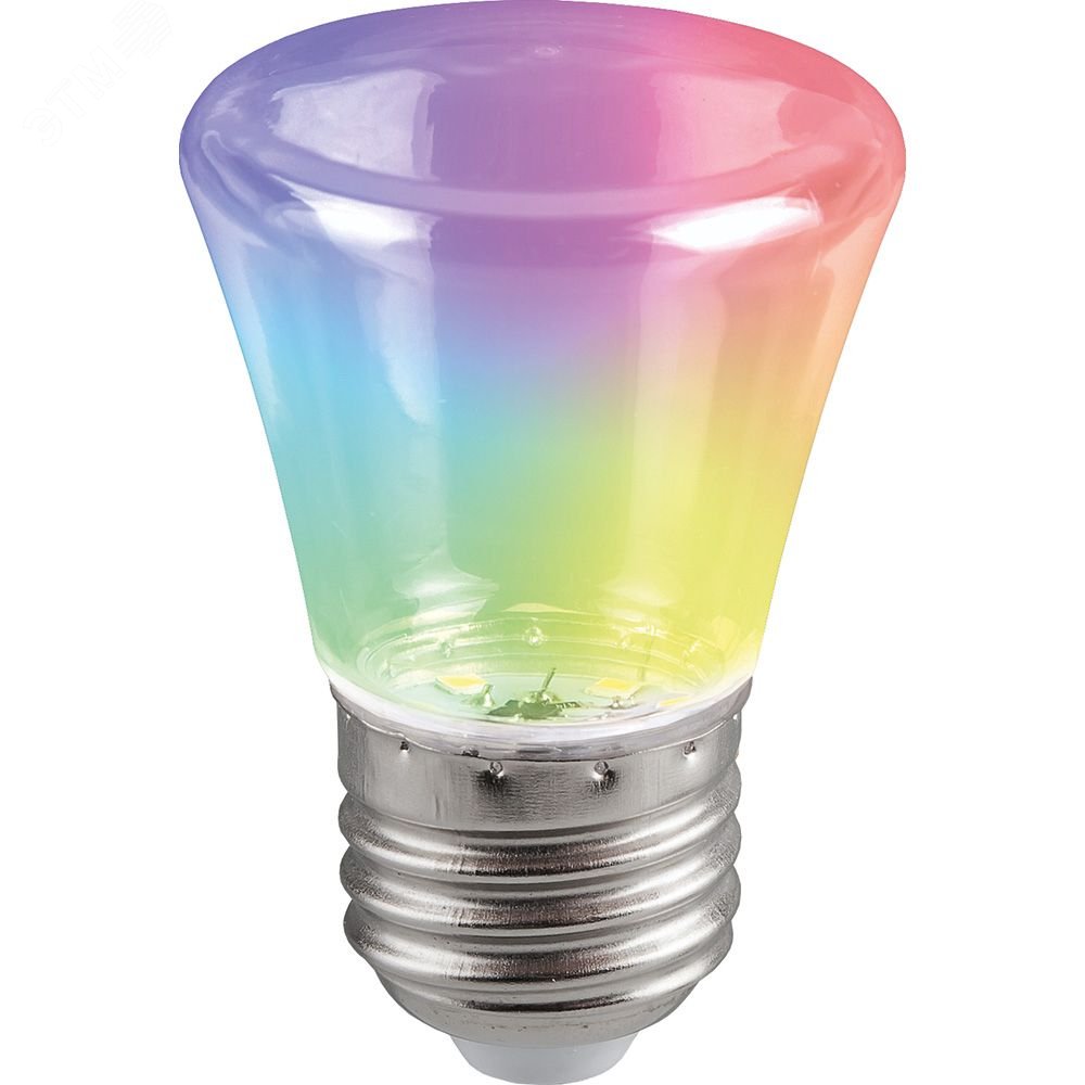 Лампа светодиодная LED 1вт Е27 прозрачный RGB быстрая смена цвета колокольчик LB-372 FERON - превью 3