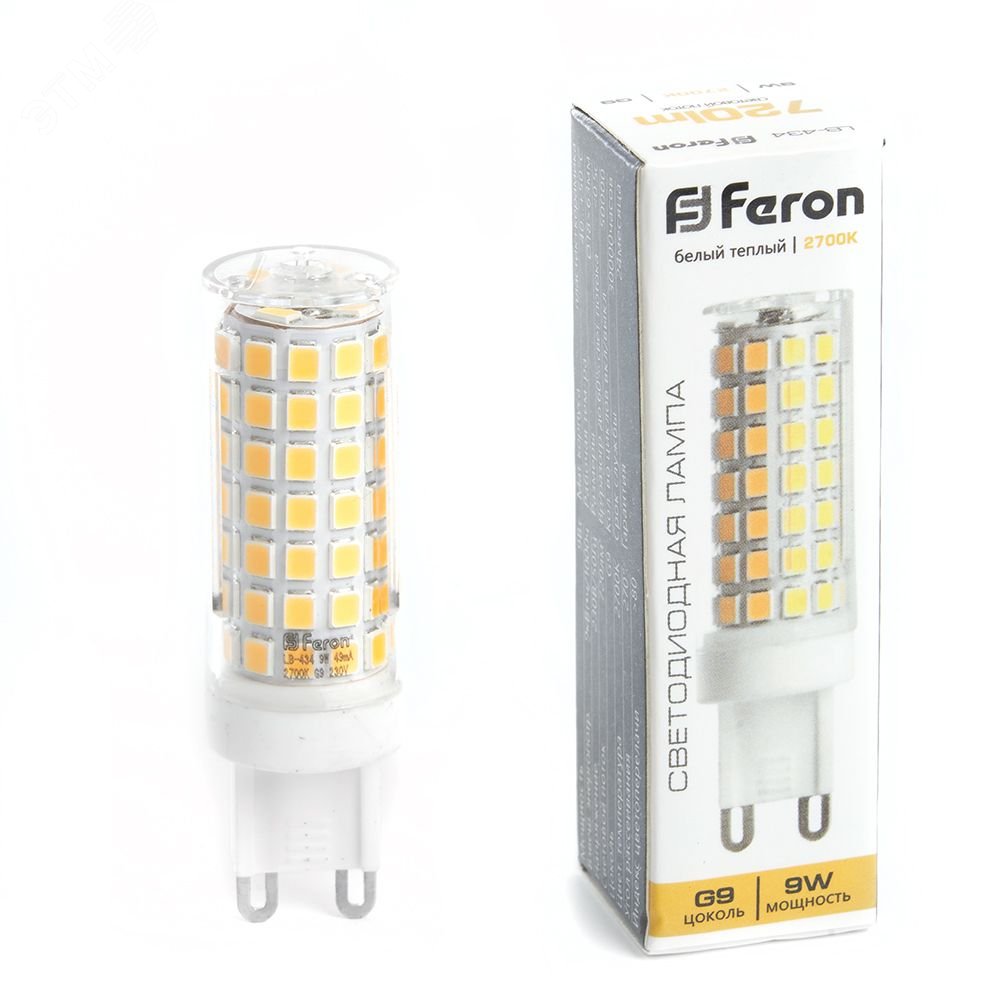 Лампа светодиодная LED 9вт 230в G9 теплый капсульная LB-434 FERON - превью