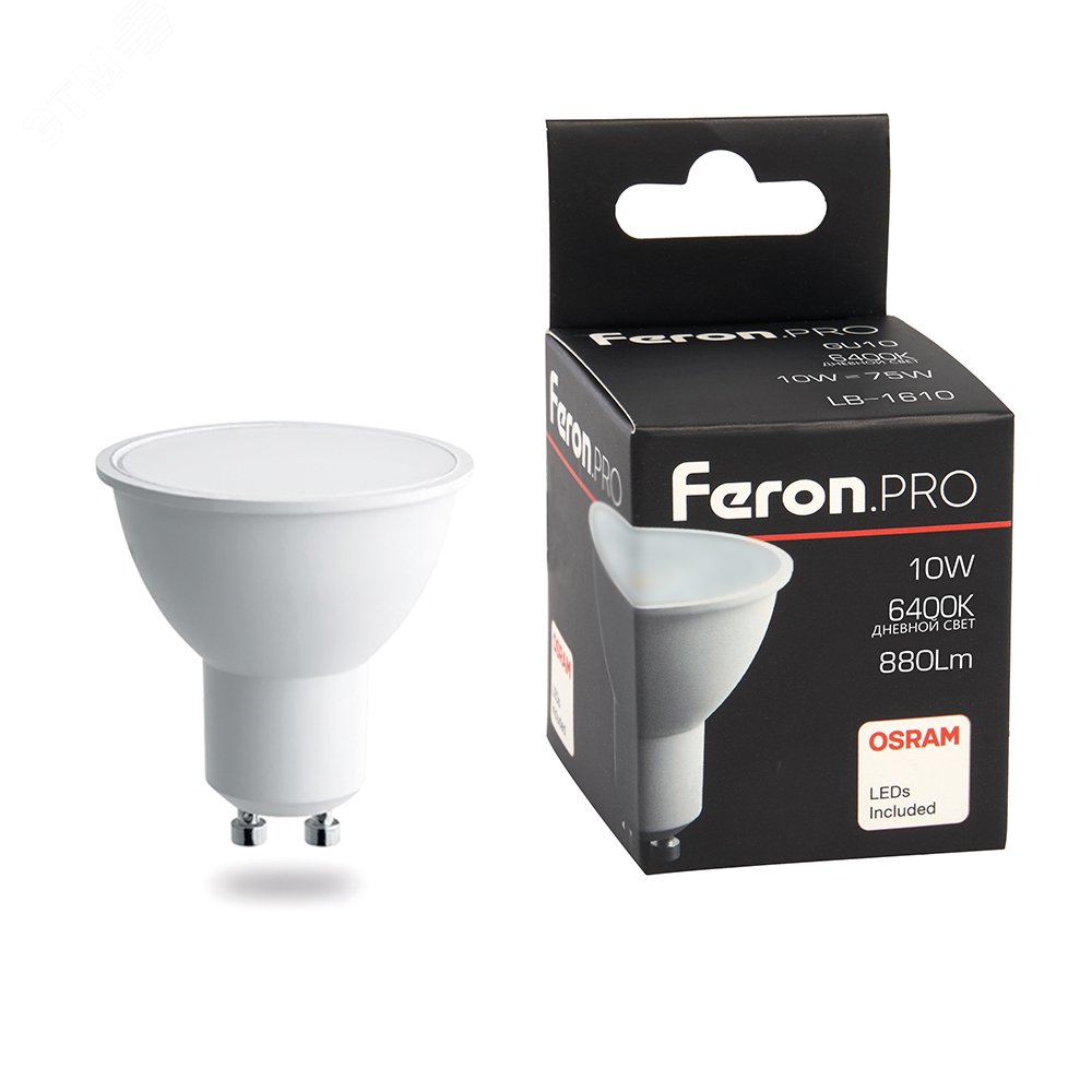 Изображение товара Лампа светодиодная LED 10вт 230в GU10 дневной Feron.PRO