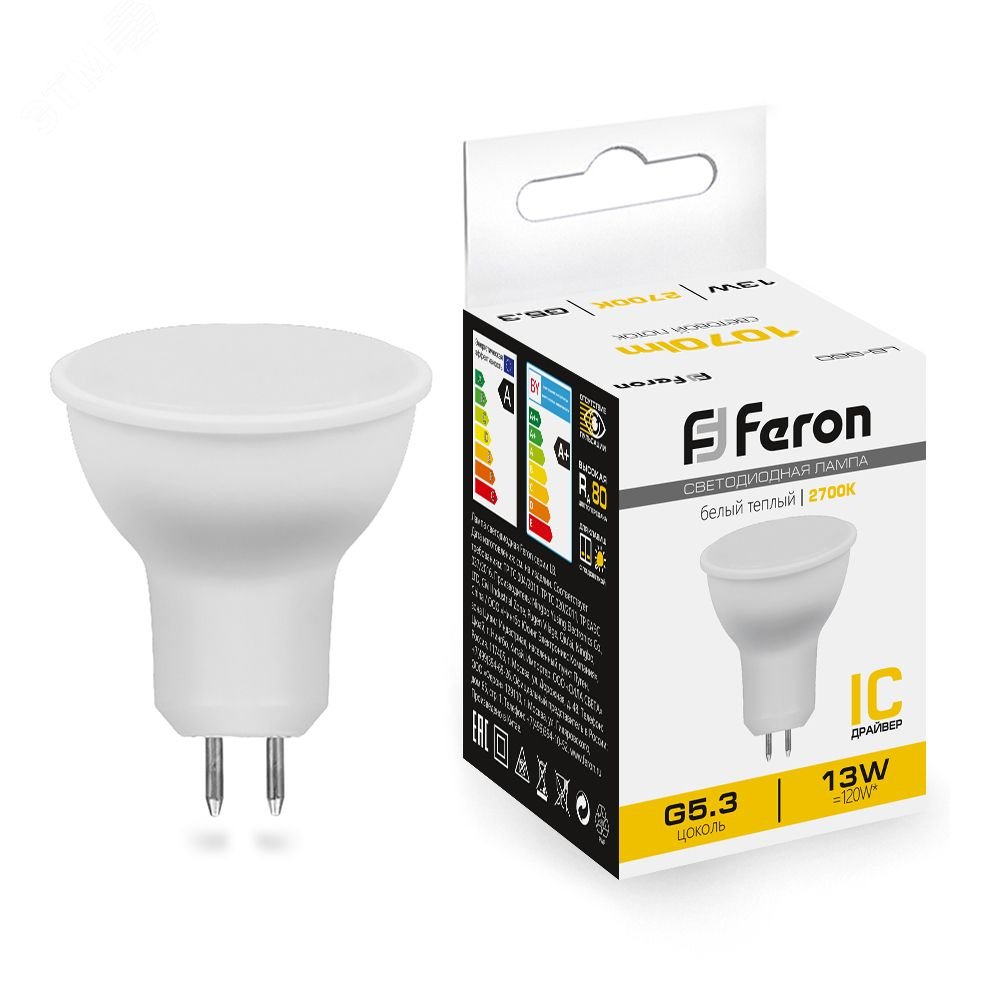 Лампа светодиодная LED 13вт 230в G5.3 теплый LB-960 FERON - превью