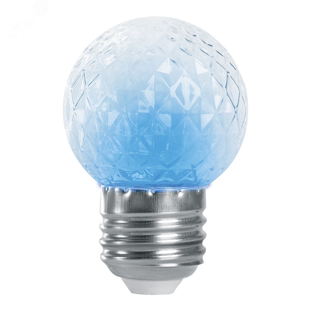 Лампа светодиодная LED 1вт Е27 строб синий шар LB-377 FERON - превью