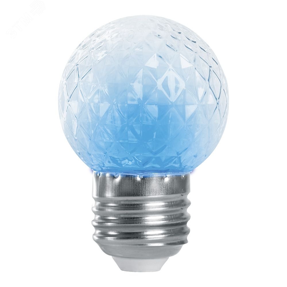 Лампа светодиодная LED 1вт Е27 строб синий шар LB-377 FERON - превью 2