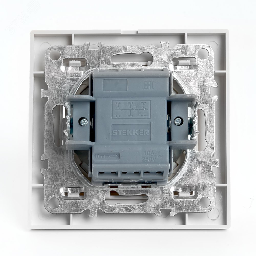 Выключатель трехклавишный, серия Эрна, белый Stekker PSW10-9007-01 39922 FERON - превью 4