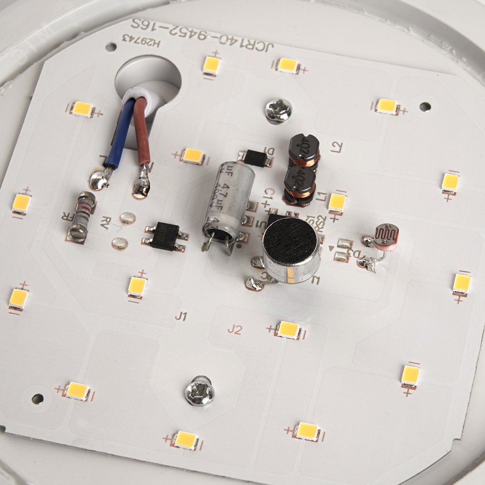 Светильник светодиодный ДБП-12w с оптико-акустическим датчиком 4000К 960Лм IP65 круглый белый AL3008 FERON - превью 7