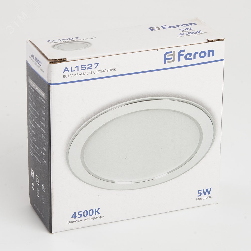 Светильник светодиодный ДВО-5w 4500К,400Лм,бел.Feron AL1527 FERON - превью 6