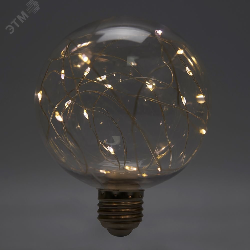 Лампа светодиодная LED 3вт Е27 прозрачный 2700К шар G95 LB-382 FERON - превью 5