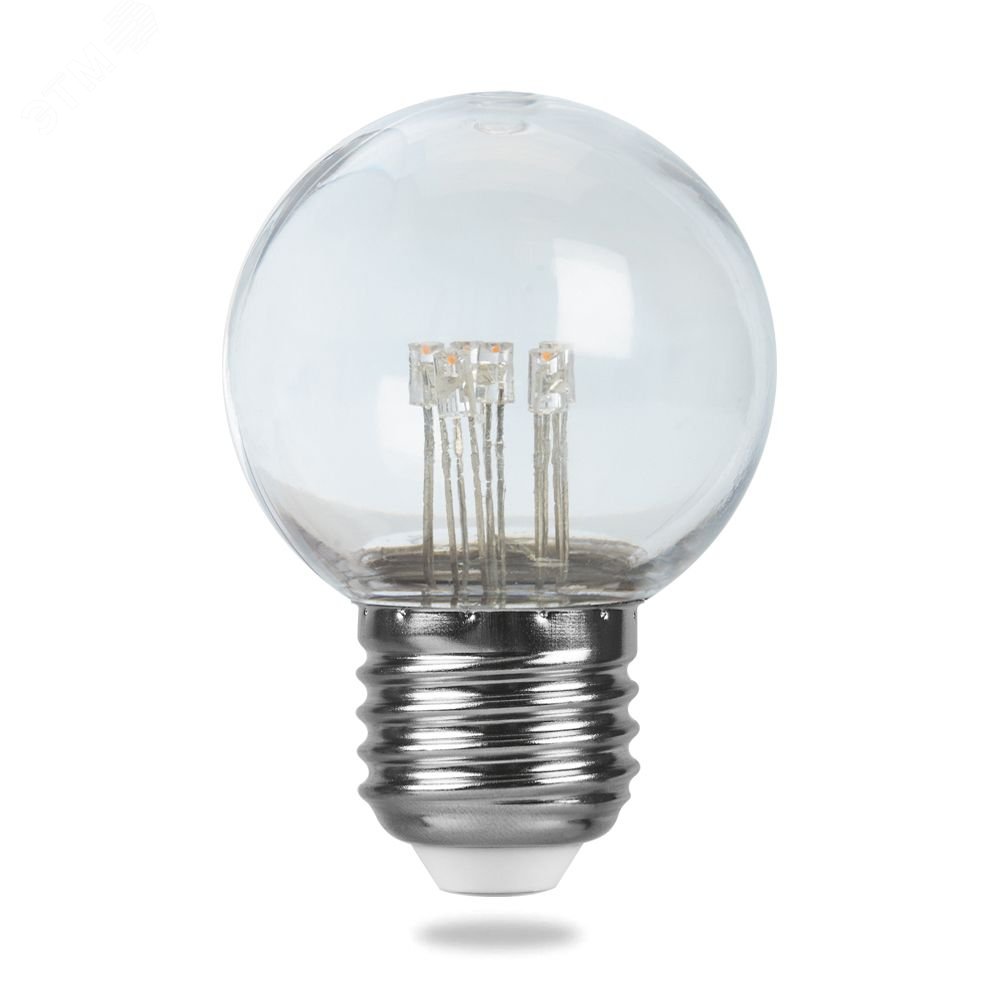 Лампа светодиодная LED 1вт Е27 прозрачный 2700К шар LB-378 FERON - превью 2