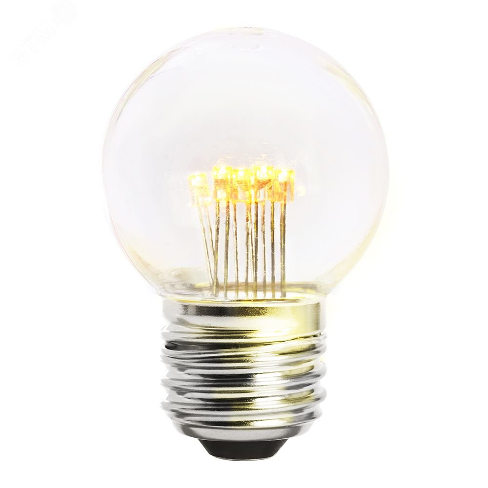 Лампа светодиодная LED 1вт Е27 прозрачный 2700К шар LB-378 FERON - превью 3