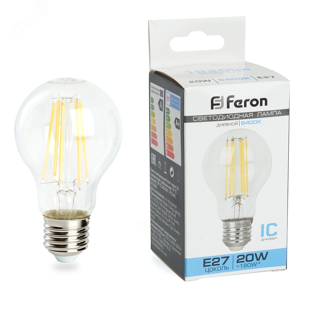 Лампа светодиодная LED 20вт Е27 дневной FILAMENT LB-620 FERON - превью