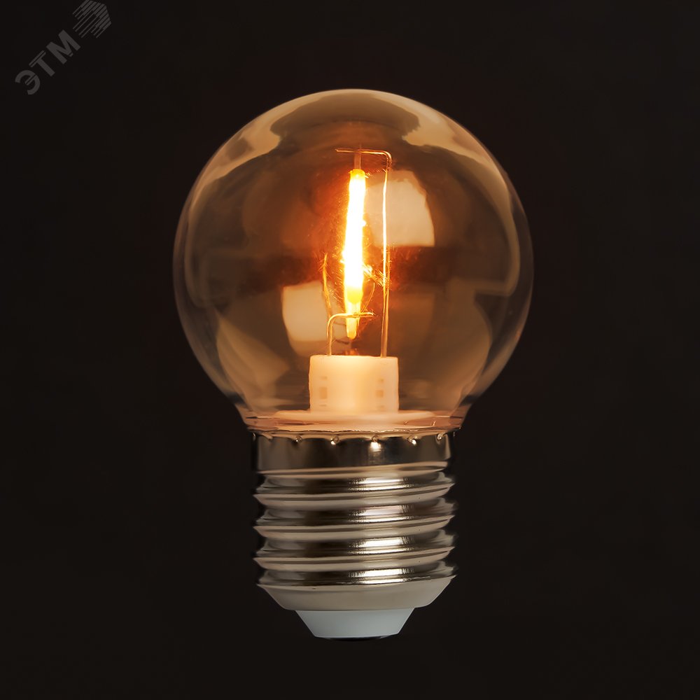Лампа светодиодная LED 2вт Е27 оранжевый шар филамент LB-383 48932 FERON - превью 3