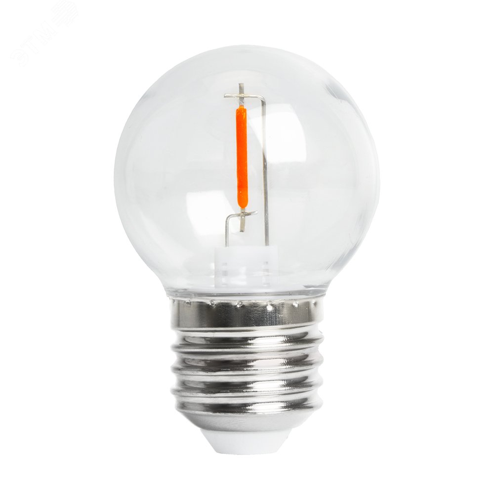 Лампа светодиодная LED 2вт Е27 оранжевый шар филамент LB-383 48932 FERON - превью 4