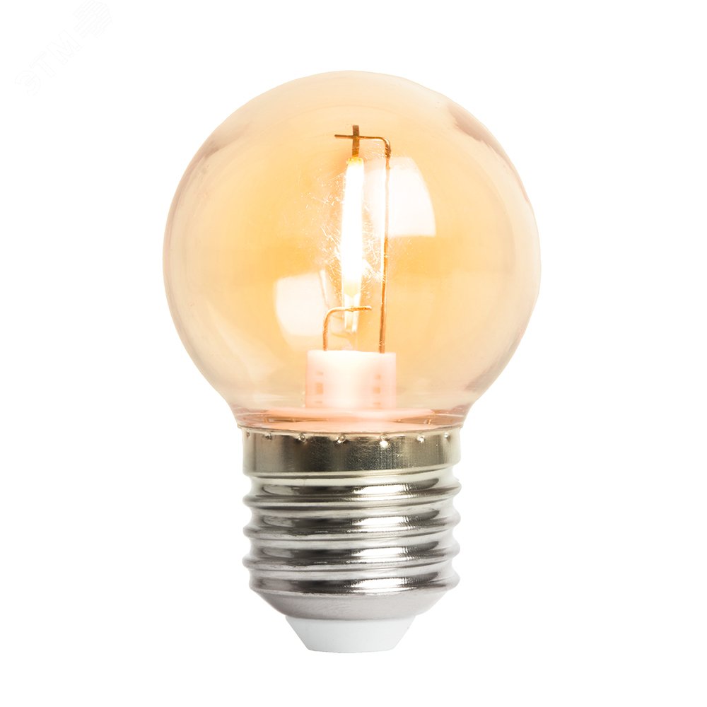 Лампа светодиодная LED 2вт Е27 оранжевый шар филамент LB-383 48932 FERON - превью 5