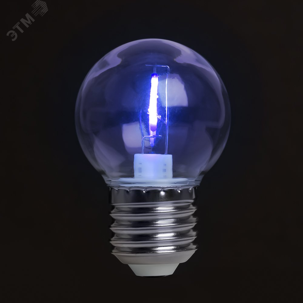 Лампа светодиодная LED 2вт Е27 синий шар LB-383 48934 FERON - превью 3