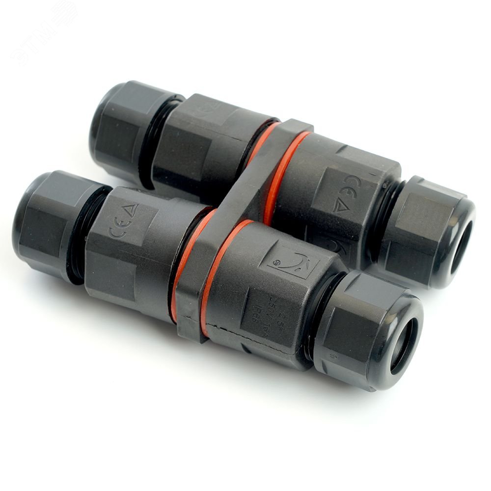 Изображение товара Соединитель-коннектор 3-контактный на 4 выхода с СМК221 пружинный контакт IP68 черный STEKKER (шт)