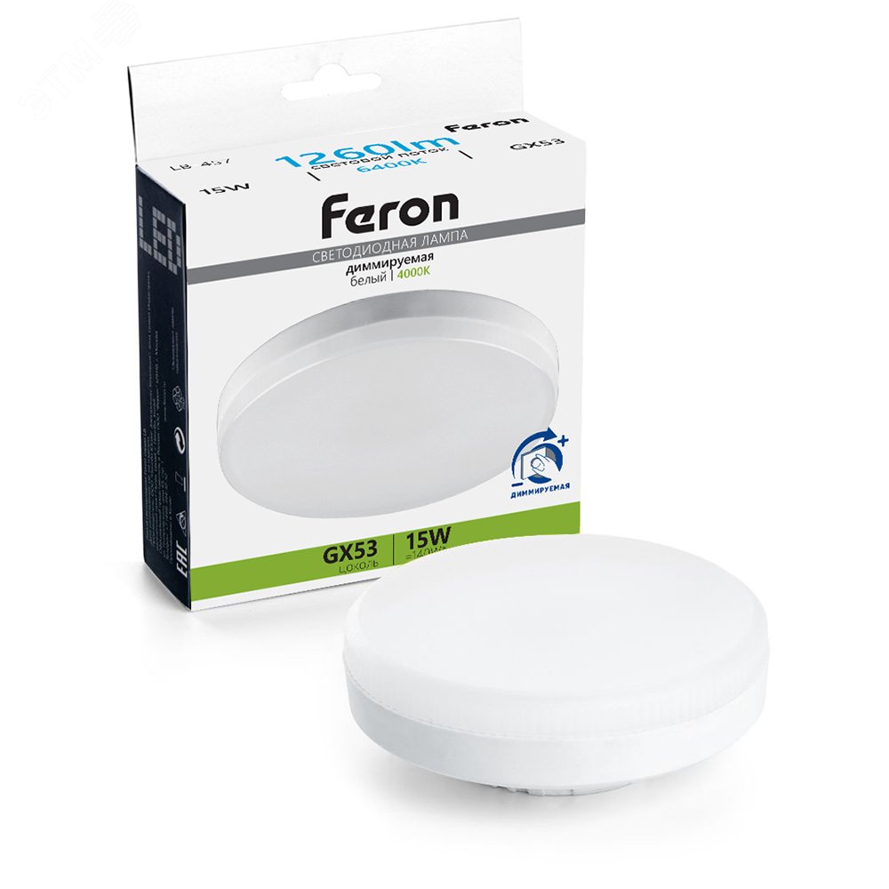 Изображение товара Светодиодная лампа Feron 15W GX53 диммируемая для дома и офиса