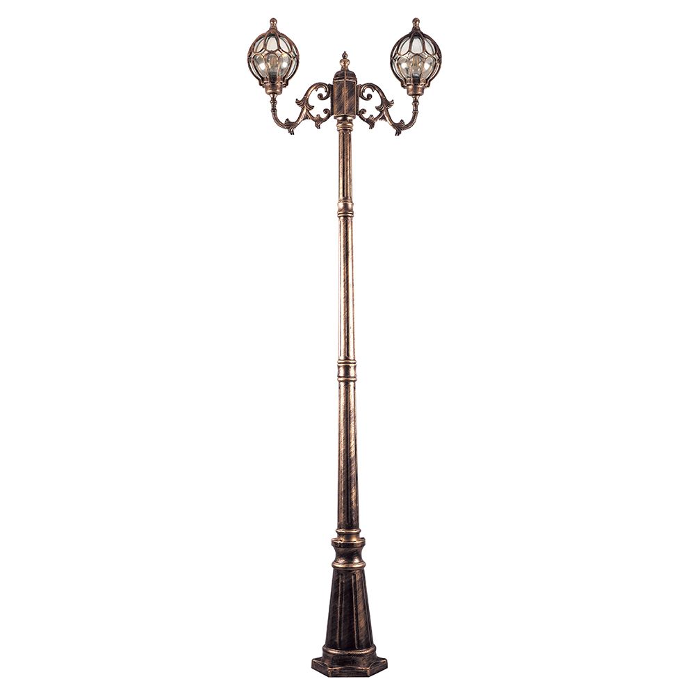 Светильник НТУ-2х60w столб Е27 IP44 черное золото