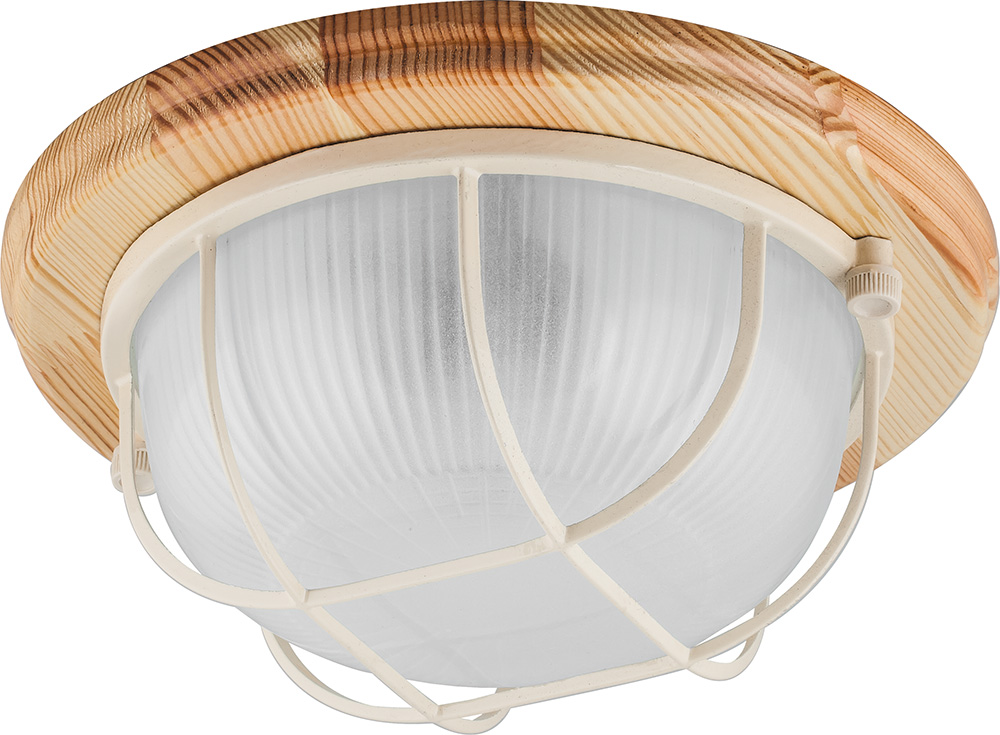 Светильник НБО-03-60-012 Е27 круг с решеткой дерево клен IP54