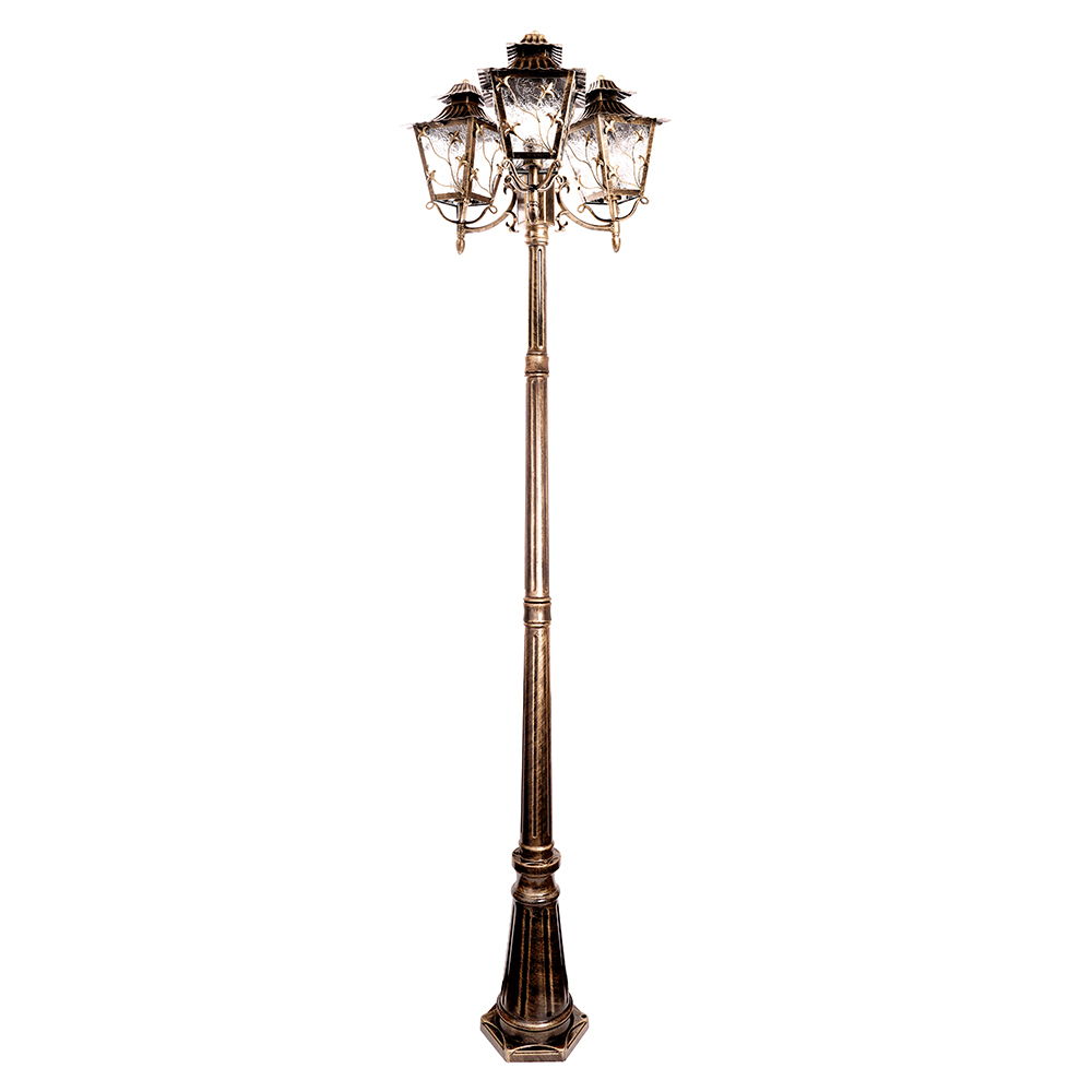 Светильник НТУ-3х60w столб Е27 IP44 черное золото