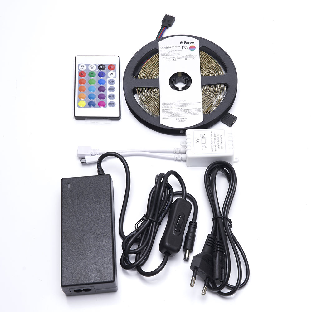 Комплект светодиодной ленты 14.4Вт/м 12В RGB IP20 60LED/м с драйвером LS606
