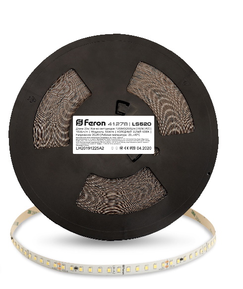 Лента светодиодная 9.6Вт/м 24В 6000К IP20 120LED/м LS520 стабилизированная