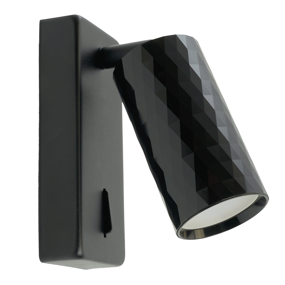 Светильник ДБО GU10 без лампы наклонный с выключателем черный