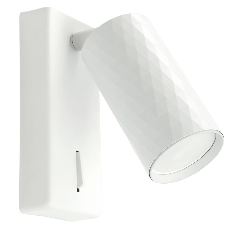 Светильник ДБО GU10 без лампы наклонный с выключателем белый