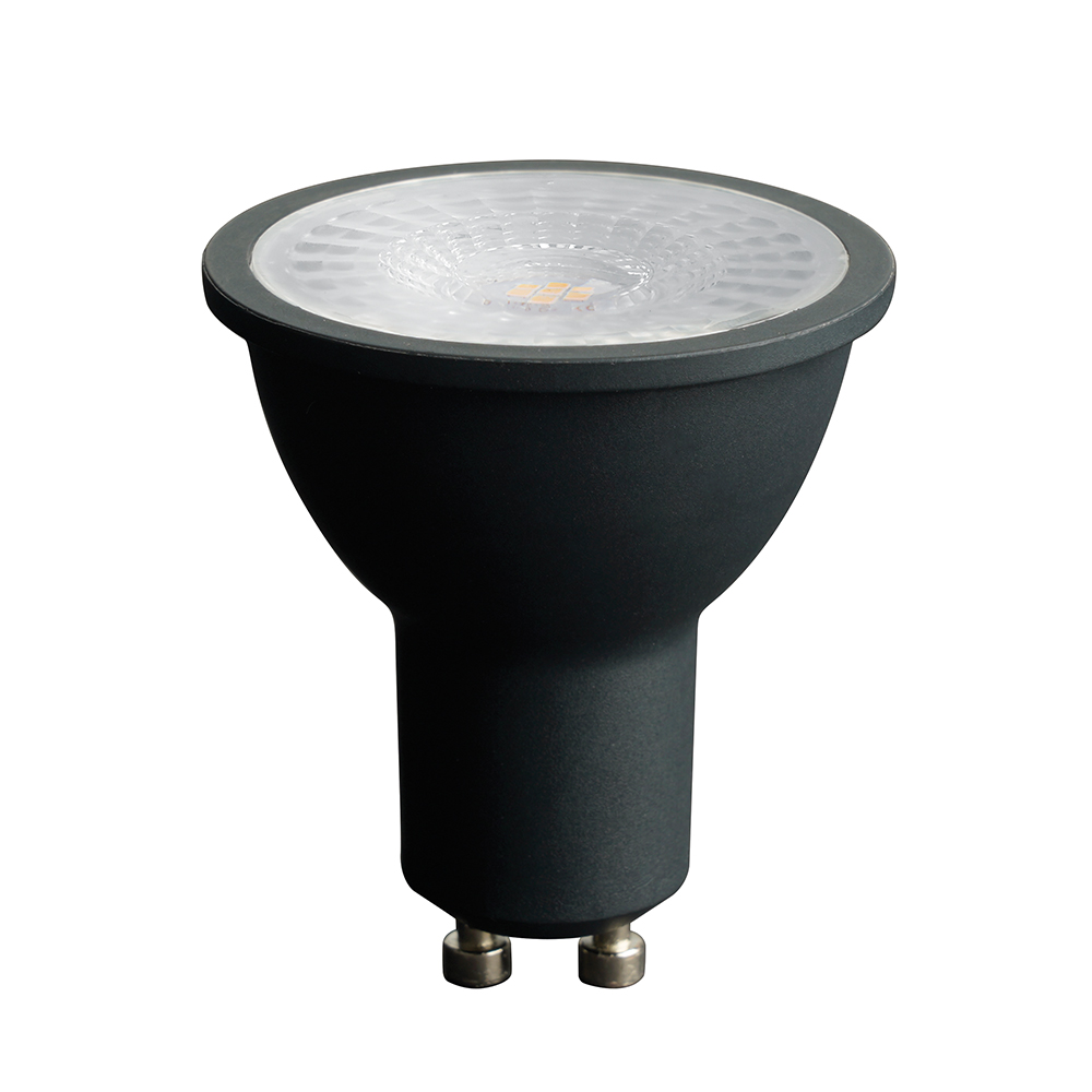 Лампа светодиодная LED 7вт 230в GU10 белый с линзой 110 град черный корпус PRO
