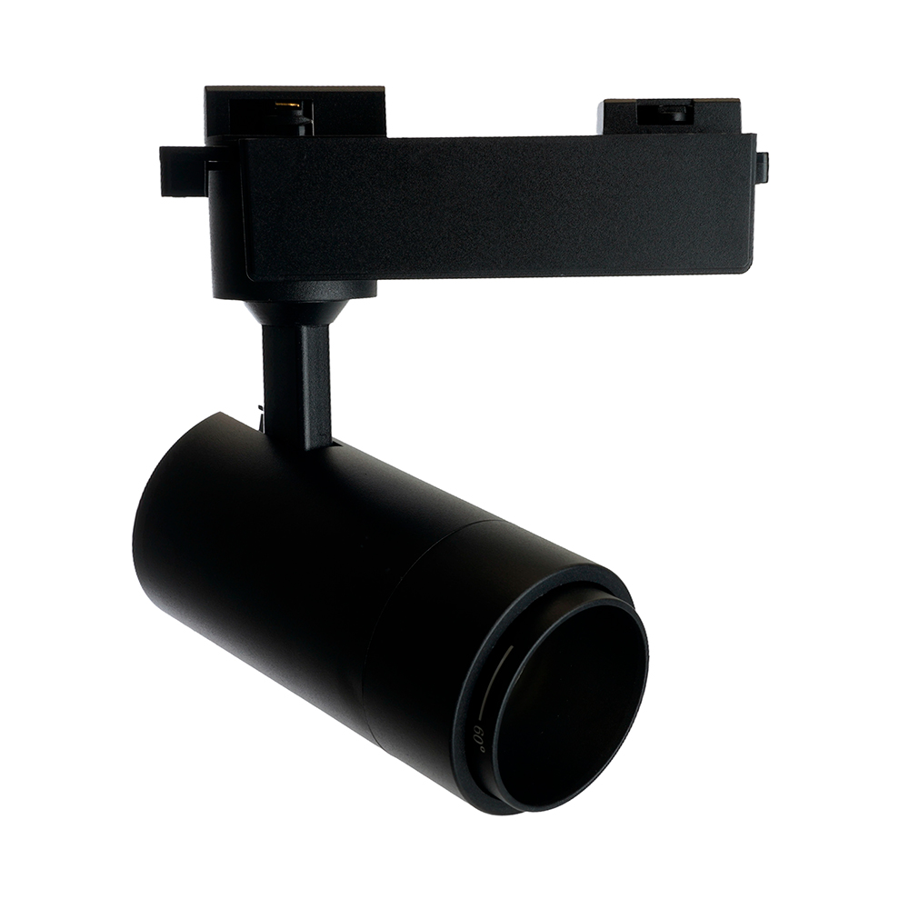 Светильник светодиодный трековый на шинопровод ДПО-12w 4000К 840 Лм черный с регулируемым углом освещения 15-60 гр