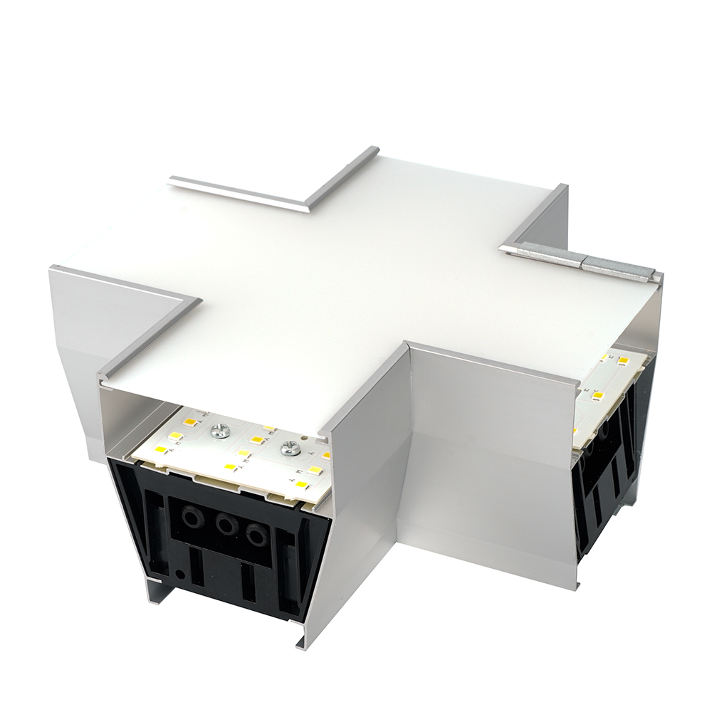 Светильник-конектор X-образный для AL4036 6w 3000/4000/6400К 660Лм с переключением цветовой температуры рассеиватель матовый в алюминиевом корпусе серебро серия RetailRay