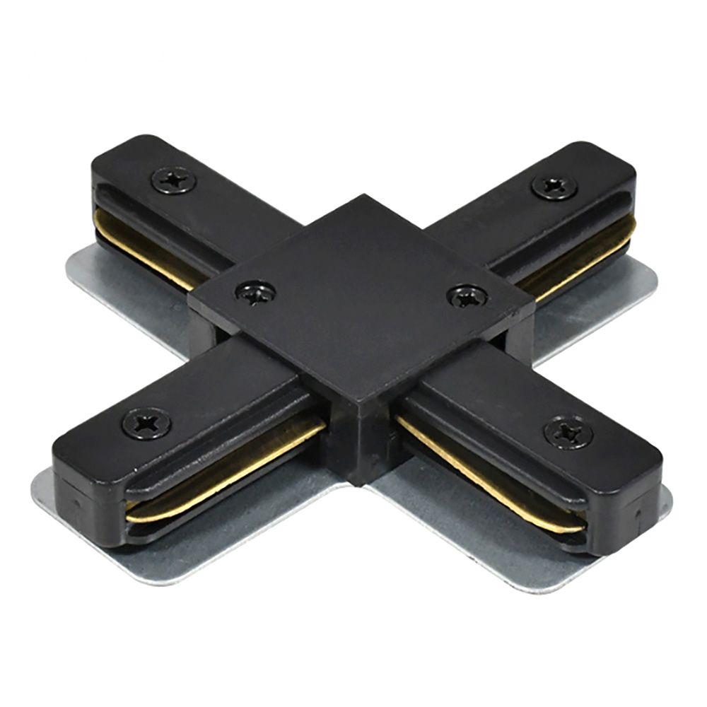 Коннектор X-образный черный для шинопровода CAB1007