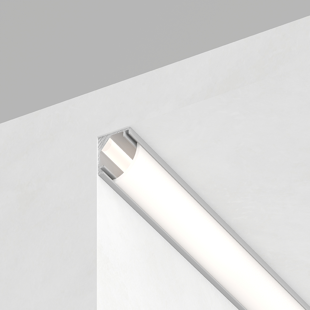 Профиль угловой алюминиевый 2 м с матовым экраном 2 заглушки 4 крепежа для светодиодных лент