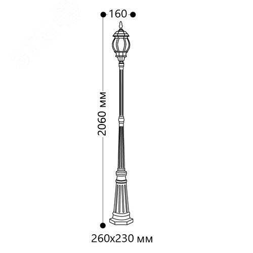 Светильник НТУ-100w столб=2.26м Е27 IP44 черный - фото 6