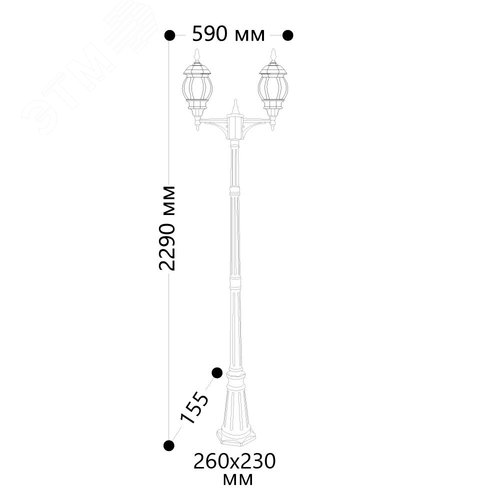 Светильник 8114 2х100W 230 В E27 2х(160х160)х2300мм черный - фото 6