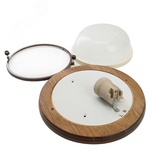 Светильник НБО-03-60-021 Е27 круг дерево орех IP54 - фото 4