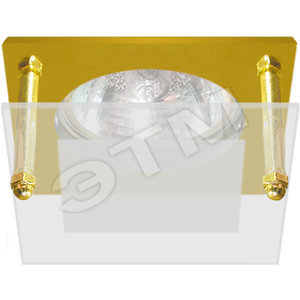Светильник ИВО-50w 12в G5.3 квадратный золото со стеклом