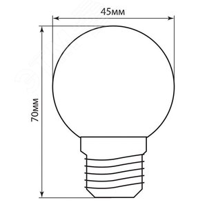 Лампа светодиодная LED 1вт Е27 красный (шар) LB-37 FERON - 7