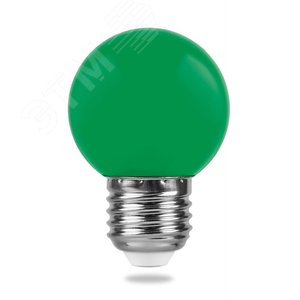 Лампа светодиодная LED 1вт Е27 зеленый (шар) LB-37 FERON - 2