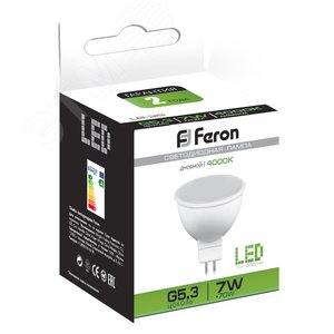 Лампа светодиодная LED 7вт 230в G5.3 белая LB-26 80LED FERON - 3